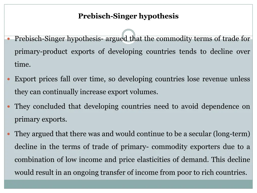 prebisch singer hypothesis