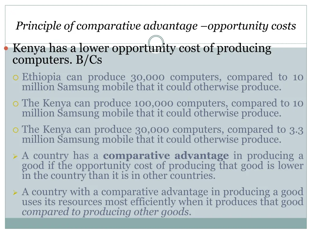 principle of comparative advantage opportunity 2