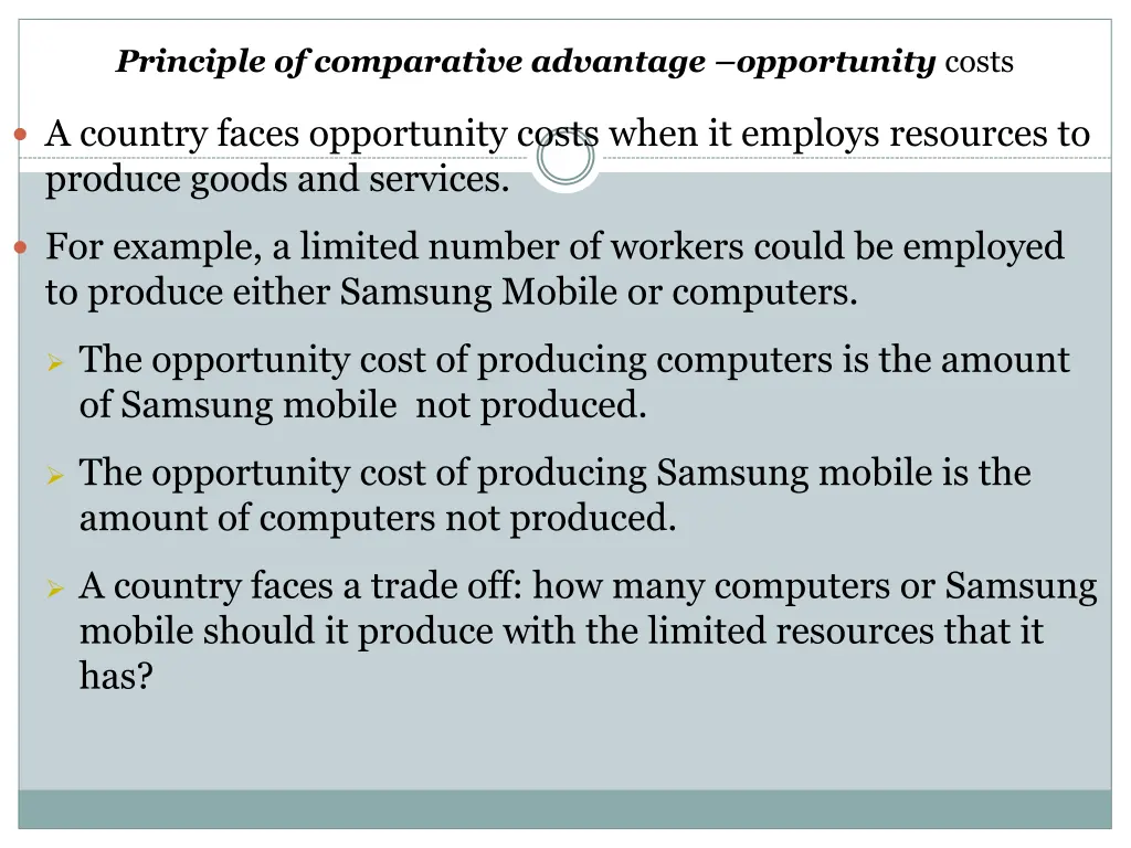 principle of comparative advantage opportunity