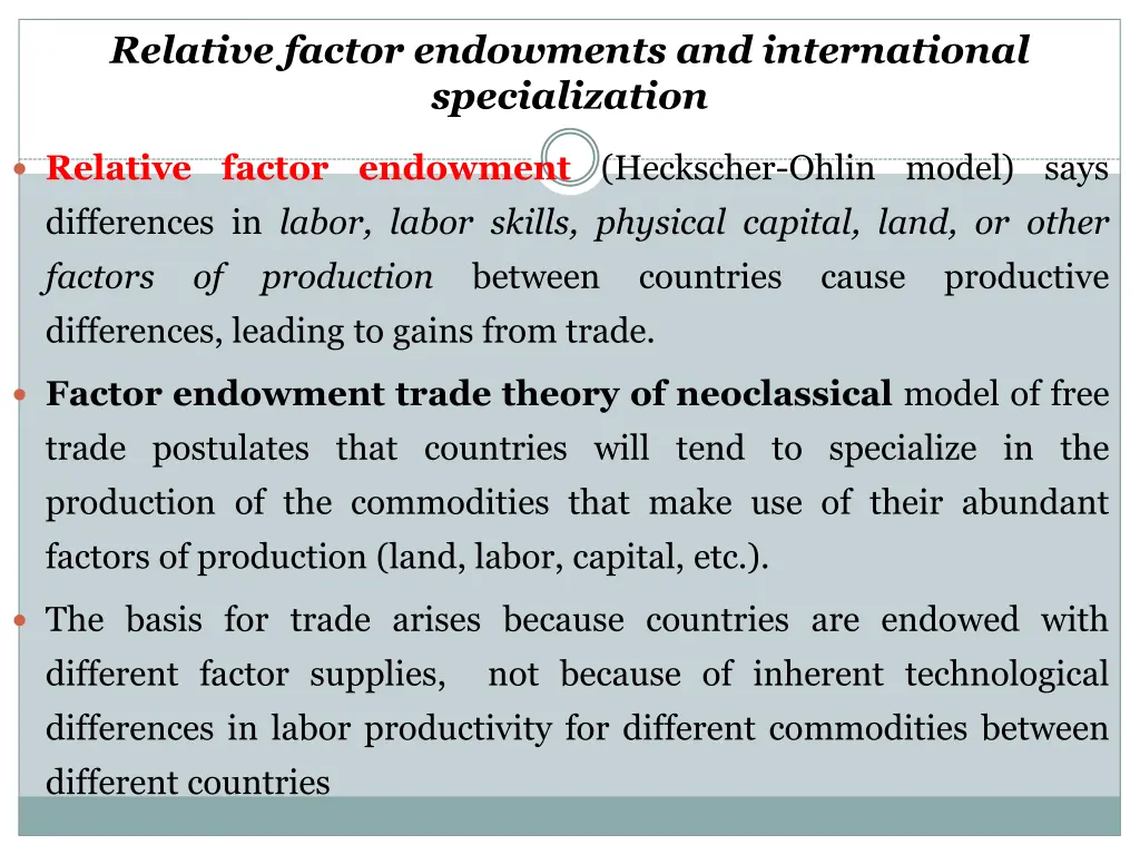 relative factor endowments and international