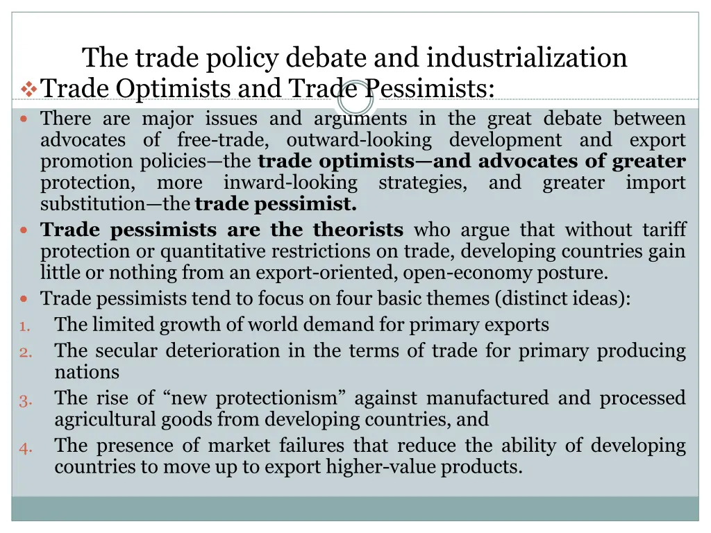 the trade policy debate and industrialization