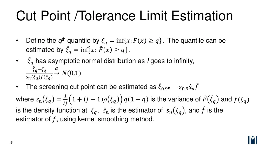 cut point tolerance limit estimation