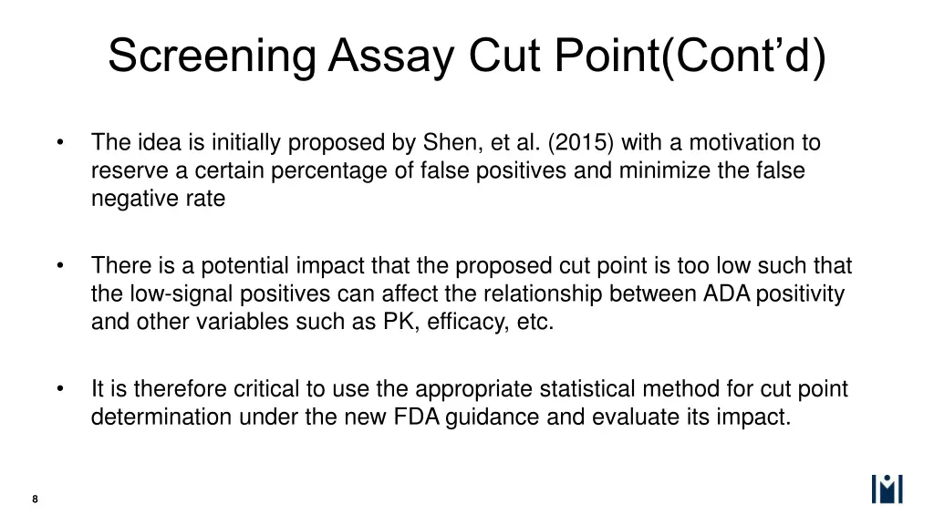 screening assay cut point cont d 1