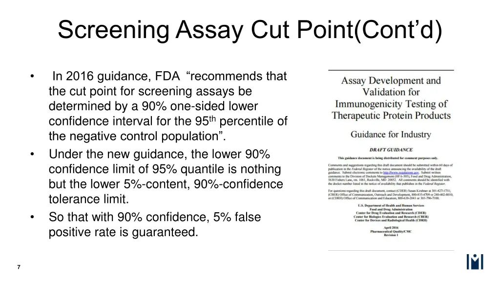 screening assay cut point cont d