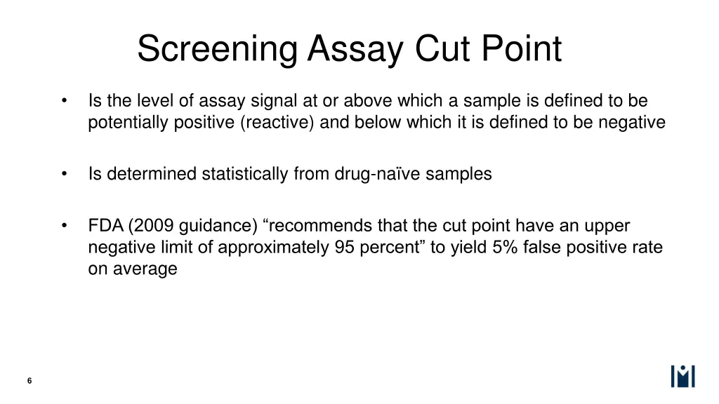 screening assay cut point