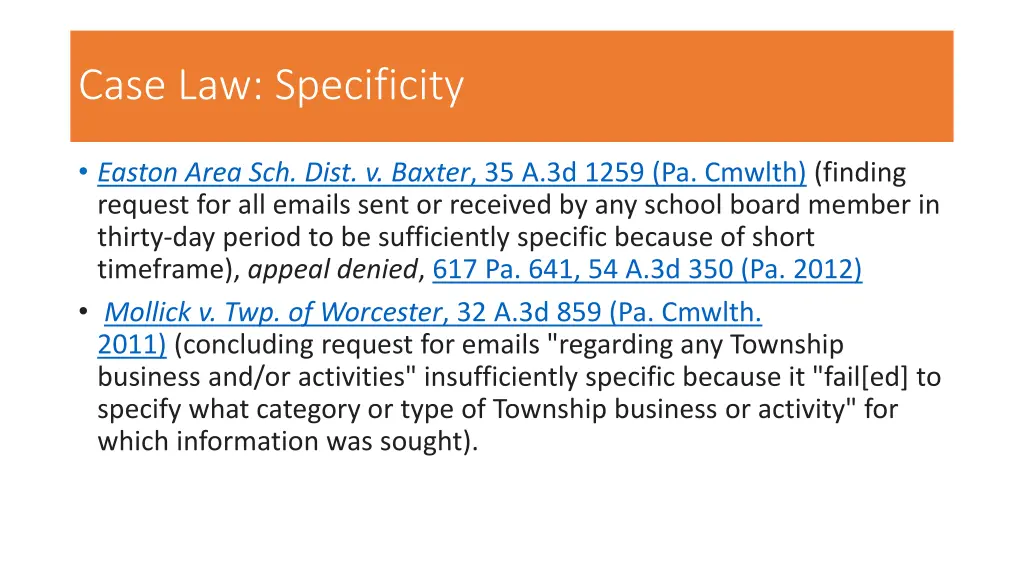 case law specificity 6