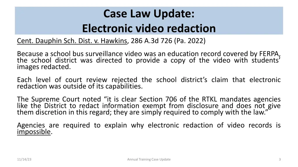 case law update electronic video redaction cent