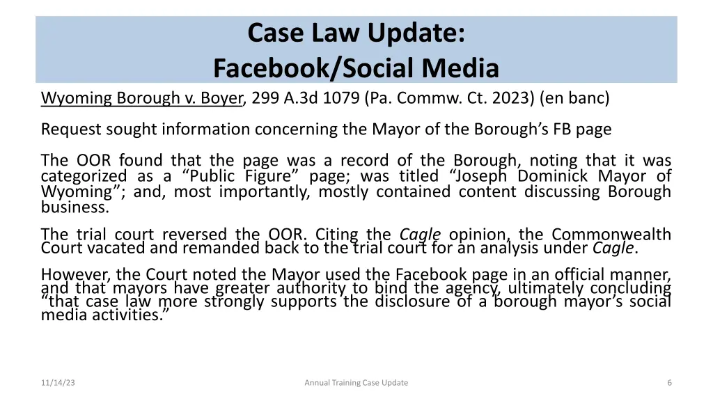 case law update facebook social media 1