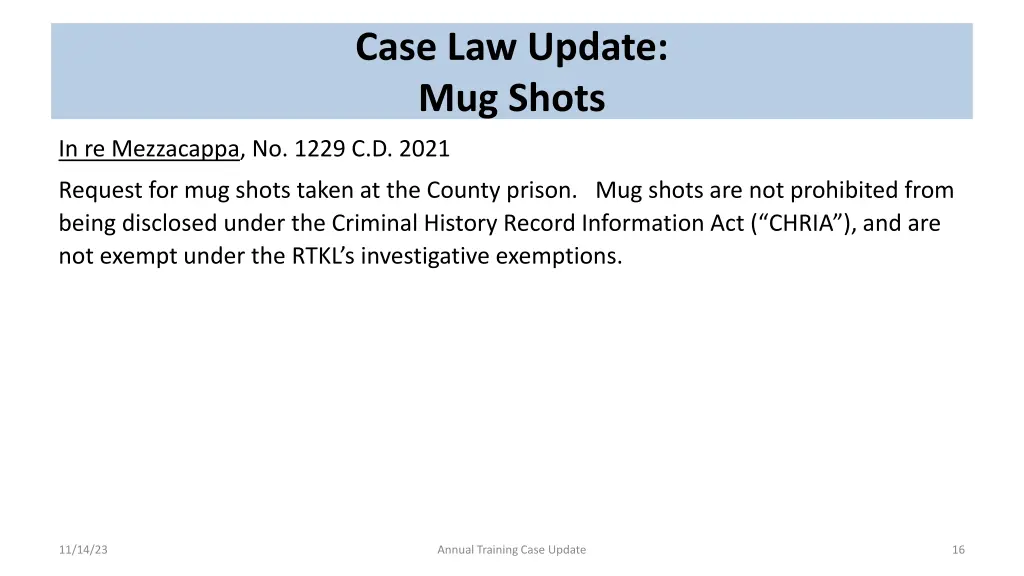 case law update mug shots