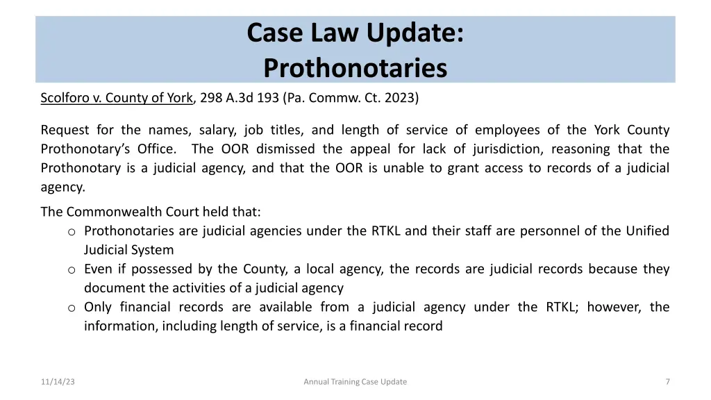 case law update prothonotaries