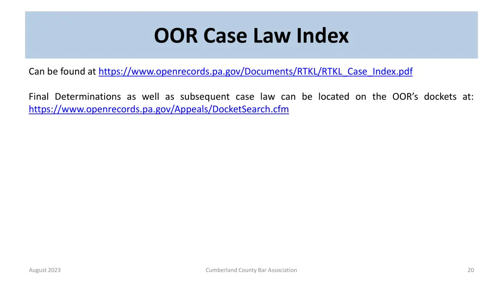 oor case law index