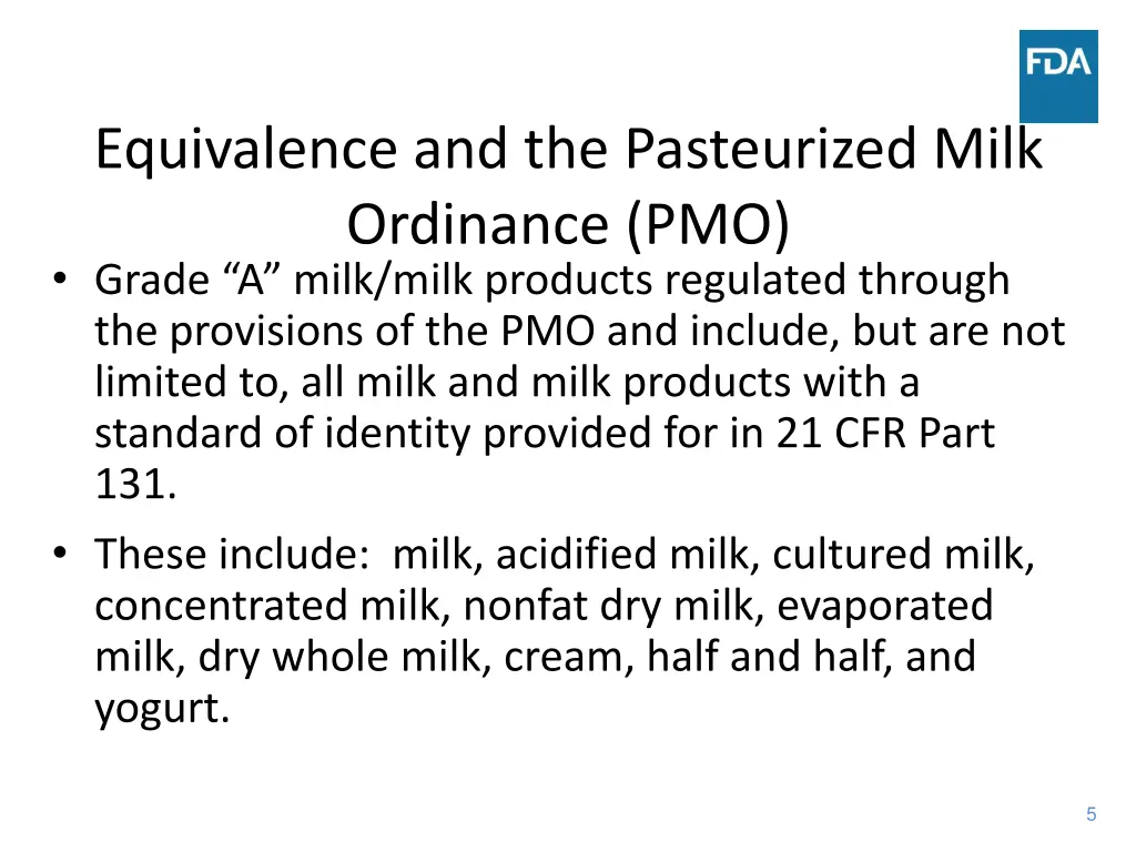 equivalence and the pasteurized milk ordinance