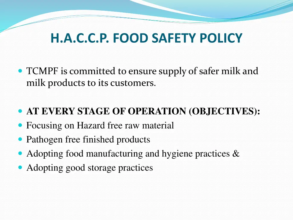 h a c c p food safety policy