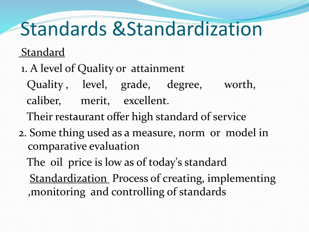 standards standardization