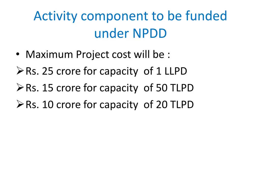 activity component to be funded under npdd 2