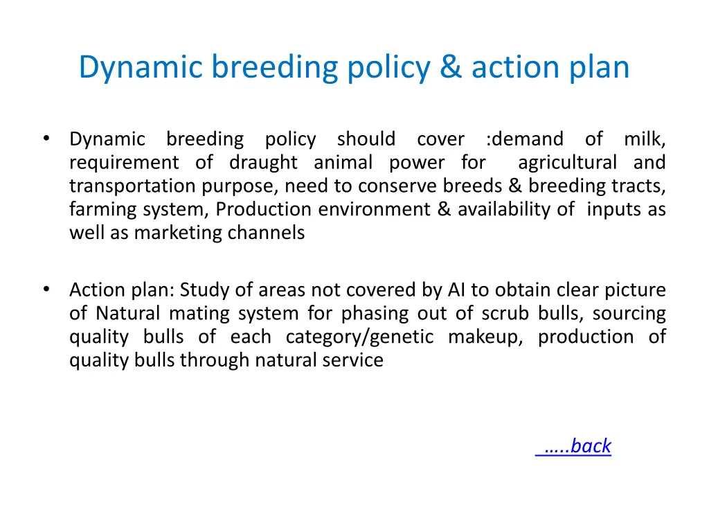 dynamic breeding policy action plan