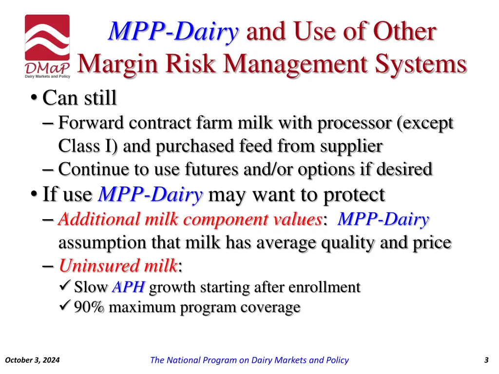 mpp dairy and use of other margin risk management 1