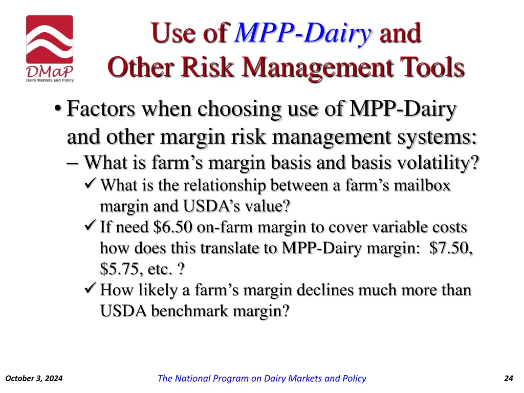 use of mpp dairy and other risk management tools 1