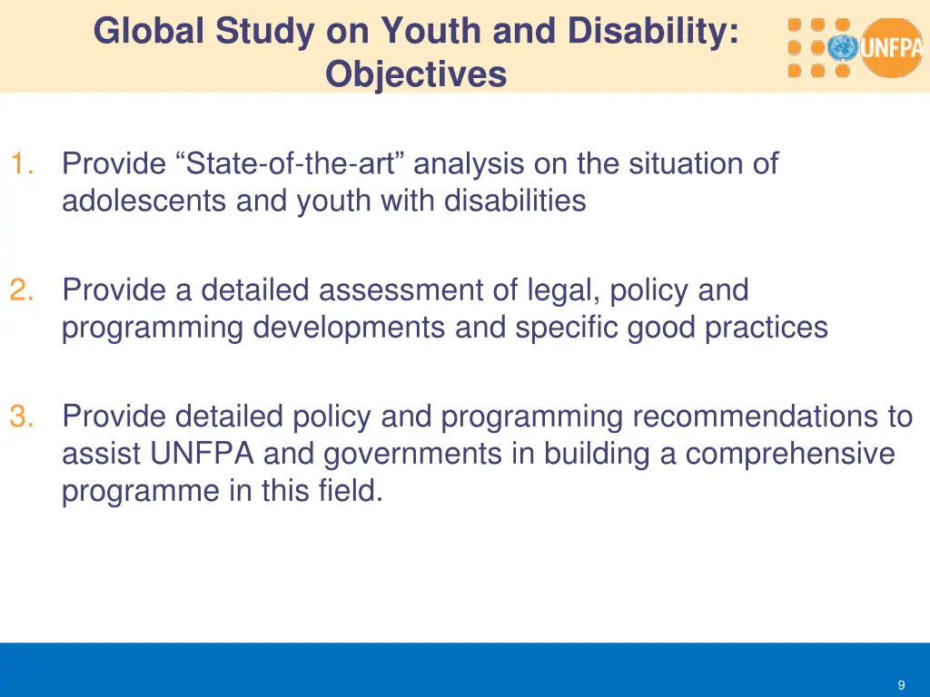 global study on youth and disability objectives