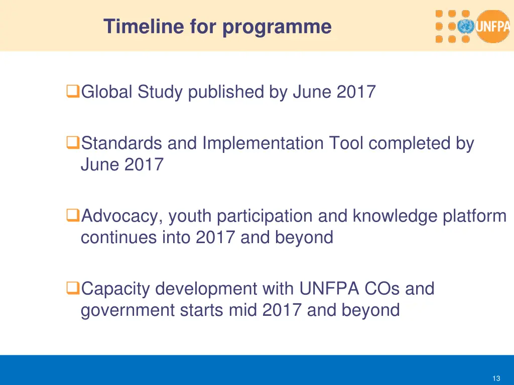 timeline for programme