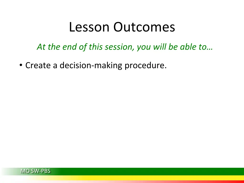 lesson outcomes