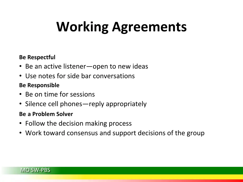 working agreements