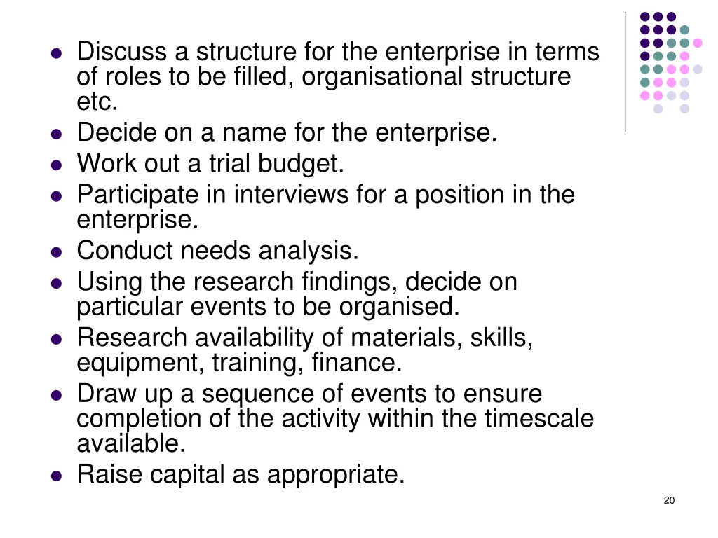 discuss a structure for the enterprise in terms