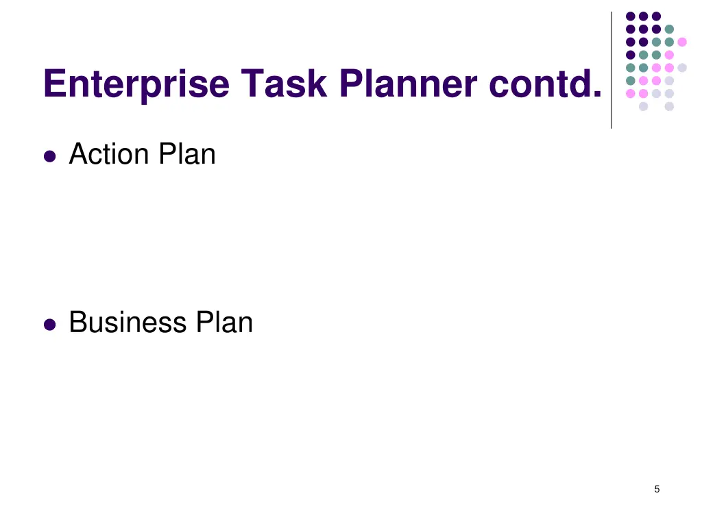 enterprise task planner contd