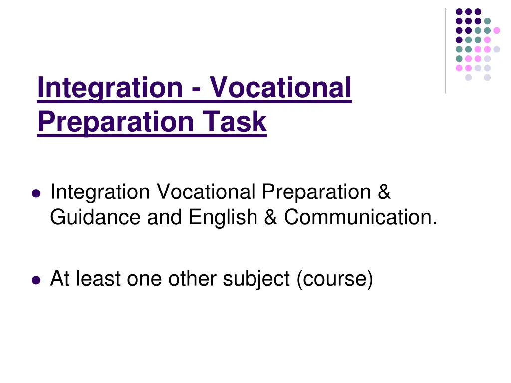 integration vocational preparation task