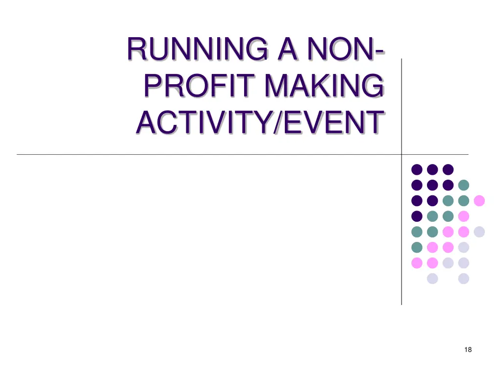 running a non profit making activity event