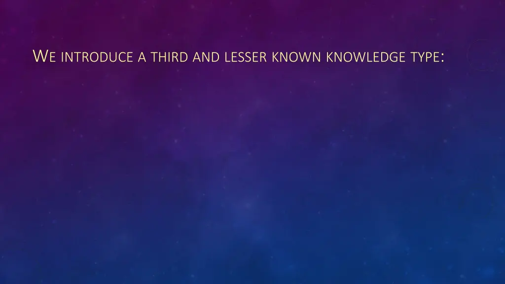 w e introduce a third and lesser known knowledge