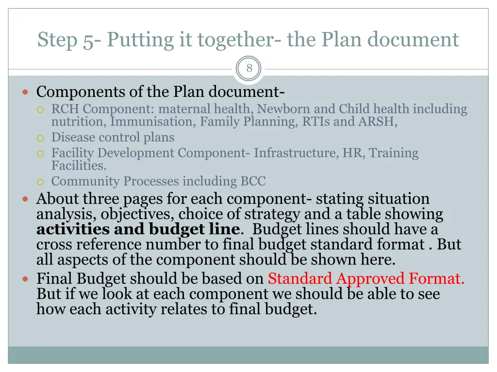 step 5 putting it together the plan document