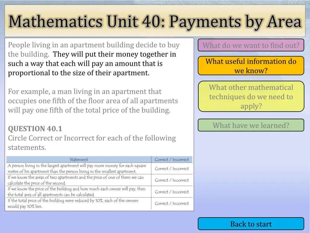 mathematics unit 40 payments by area 2