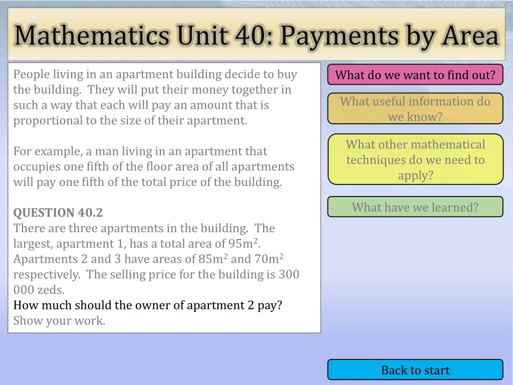 mathematics unit 40 payments by area 6