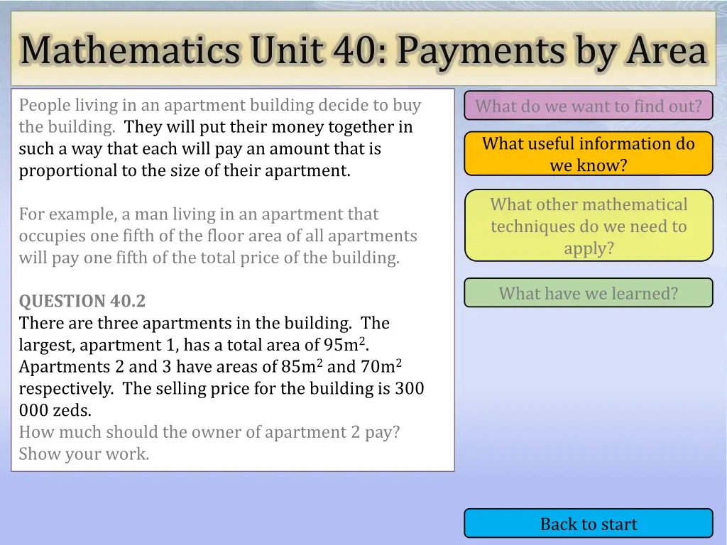 mathematics unit 40 payments by area 7