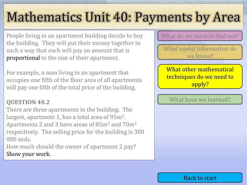 mathematics unit 40 payments by area 8