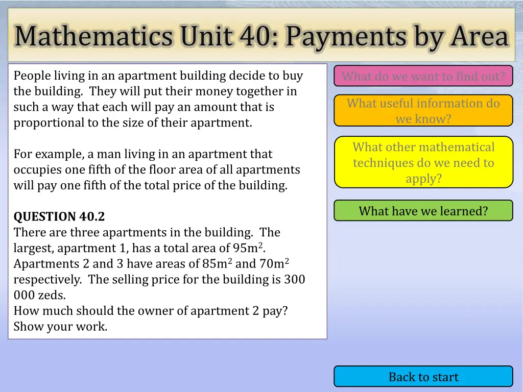 mathematics unit 40 payments by area 9