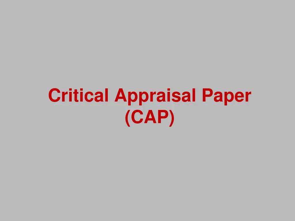 critical appraisal paper cap