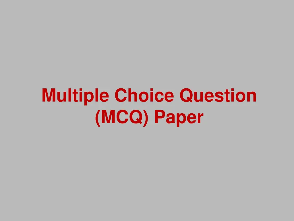 multiple choice question mcq paper