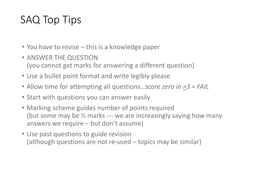 saq top tips