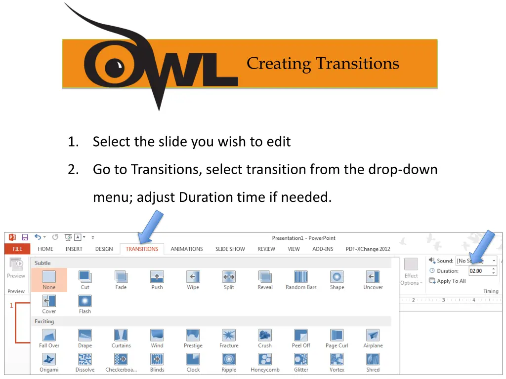 creating transitions