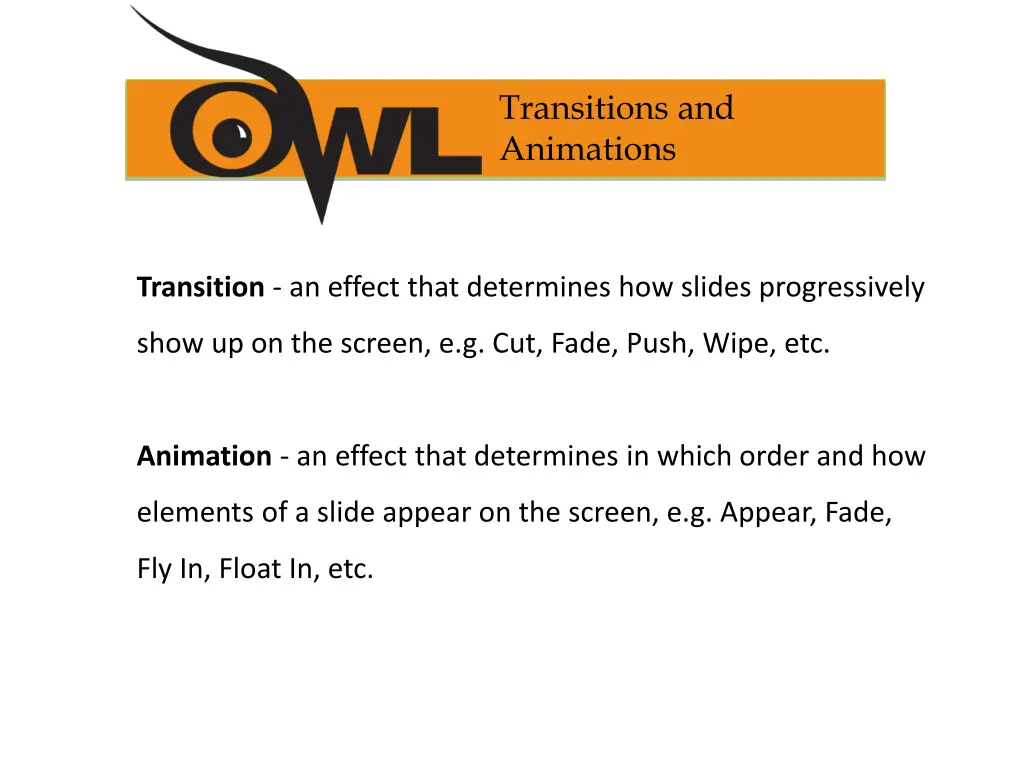 transitions and animations