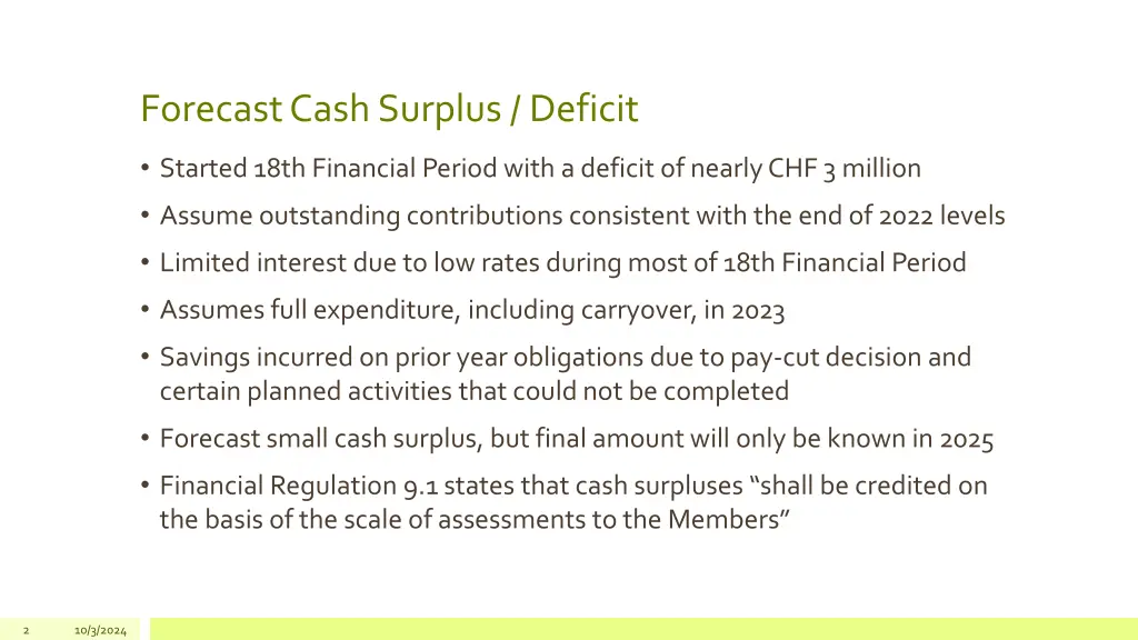 forecast cash surplus deficit