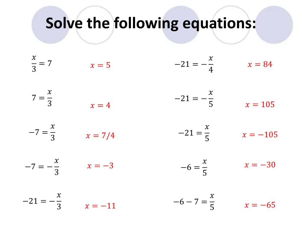 solve the following equations 2