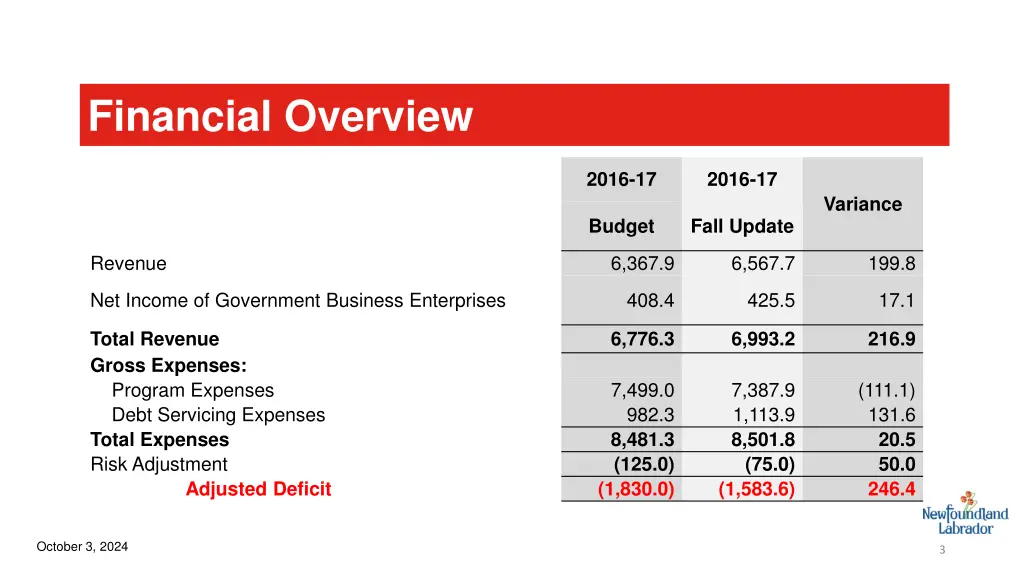 financial overview