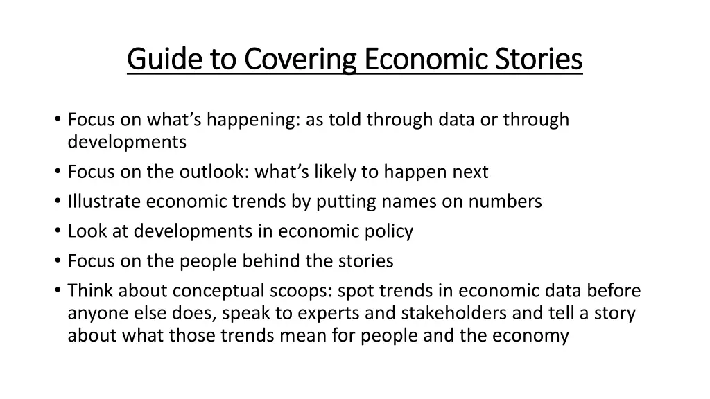 guide to covering economic stories guide 1