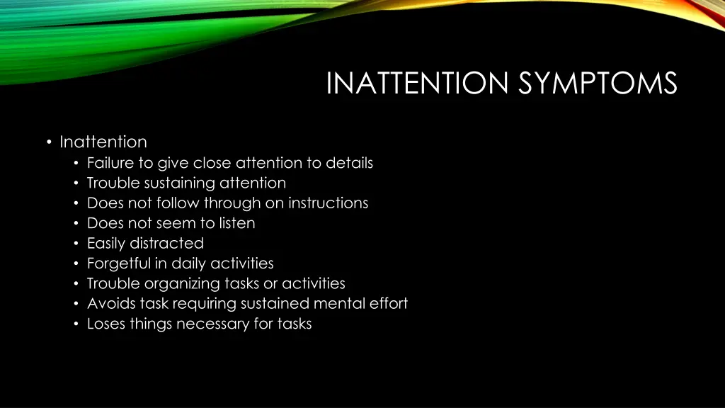 inattention symptoms