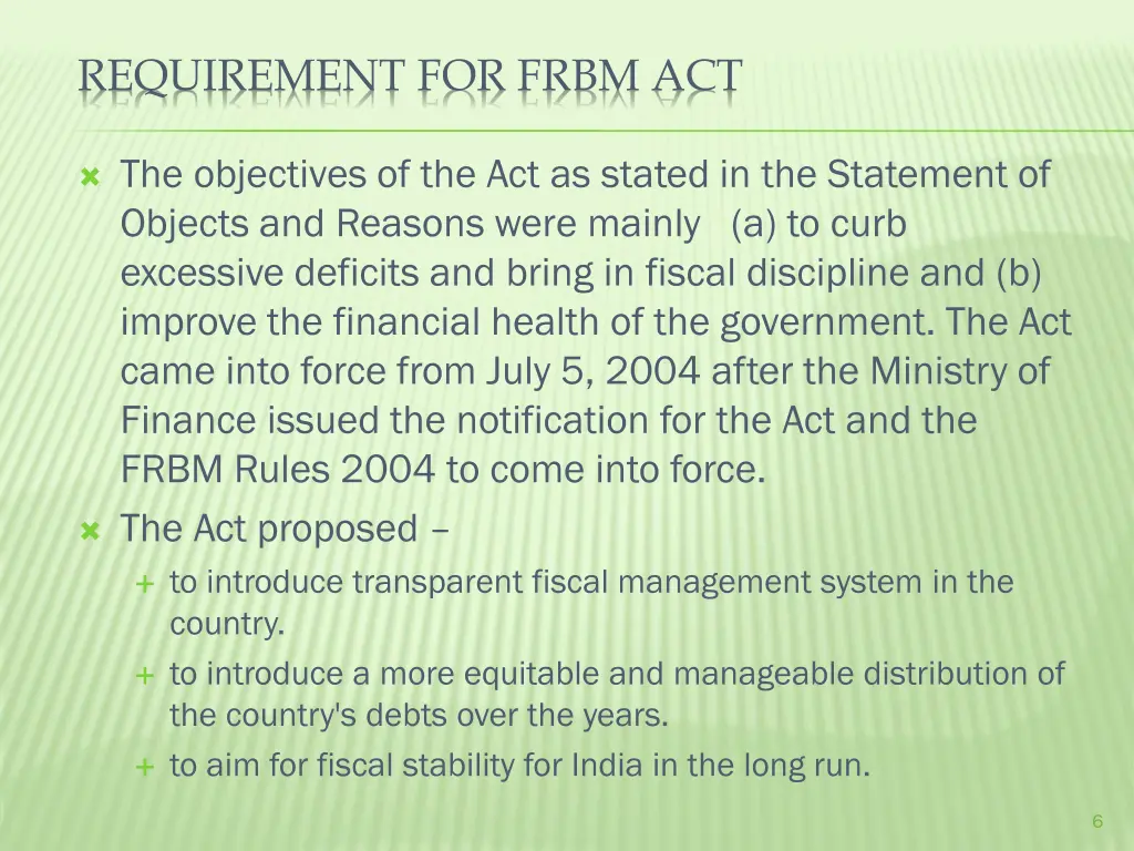 requirement for frbm act