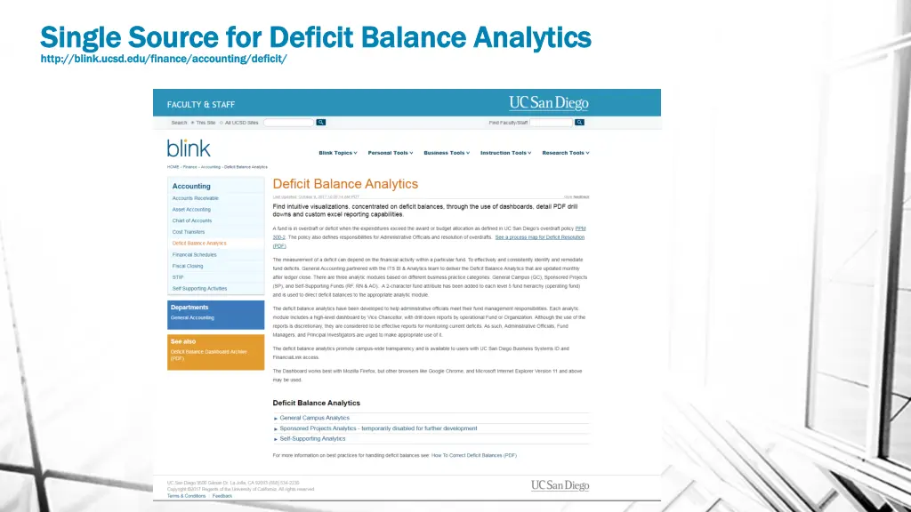 single source for deficit balance analytics