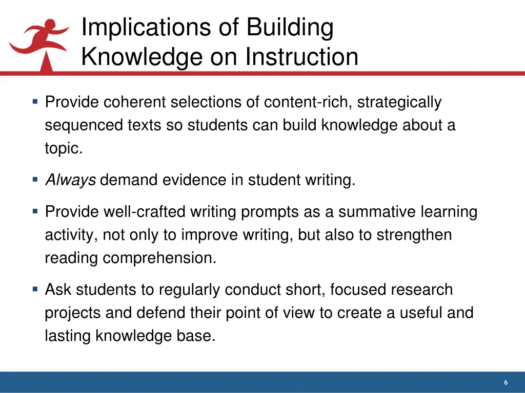 implications of building knowledge on instruction